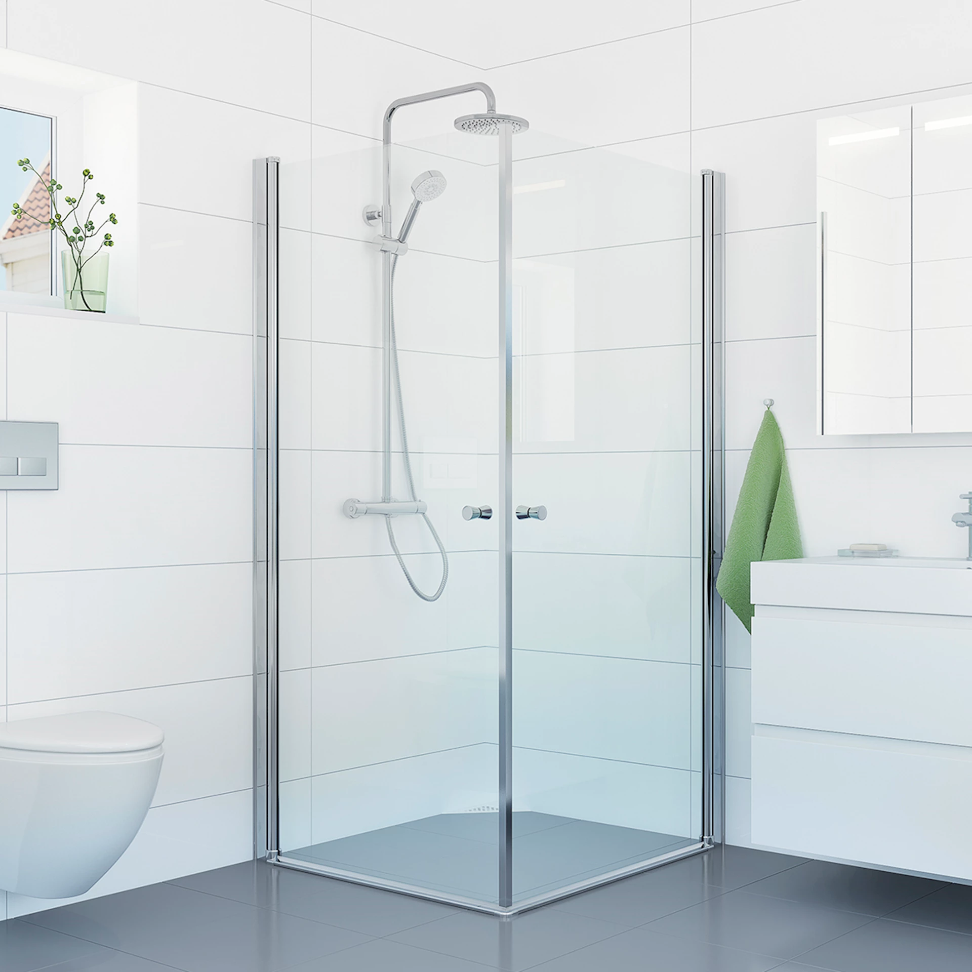 NRF6312525 - Mats dusjdør rett, sølv/klart - 